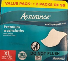 Assurance Premium Disposable Pre-Moistened Washcloths, Extra Large (XL), 192 Ct