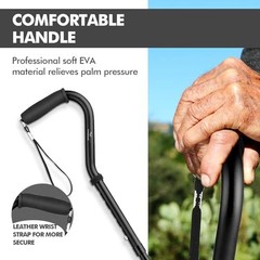 Walking Cane Offset Handle Quad Base 31-36 Inch Adjustable Lightweight Aluminum