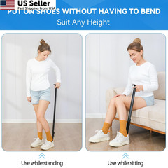 36 Inch Adjustable Long Handled Shoe Horn – Dressing Stick Aid for Black
