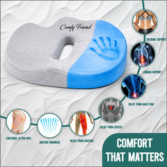 X-Large Gel Memory Foam Cushion Seat Pad Tailbone Pain Relief/Office/Car/Chair