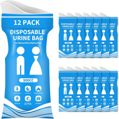 12/24 Pcs Disposable Urine Bags, 900ML Pee Bags for Travel for Women and Men, Em