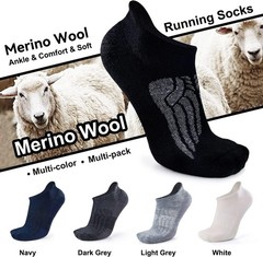 Thick Cushioned Merino Wool Running & Hiking Ankle Socks – 3/6 Pairs Available
