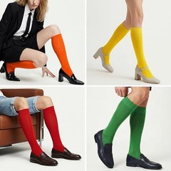Knee High Socks for Women Men Combed Cotton Seamless Toe Tall Long 8-11 Orange