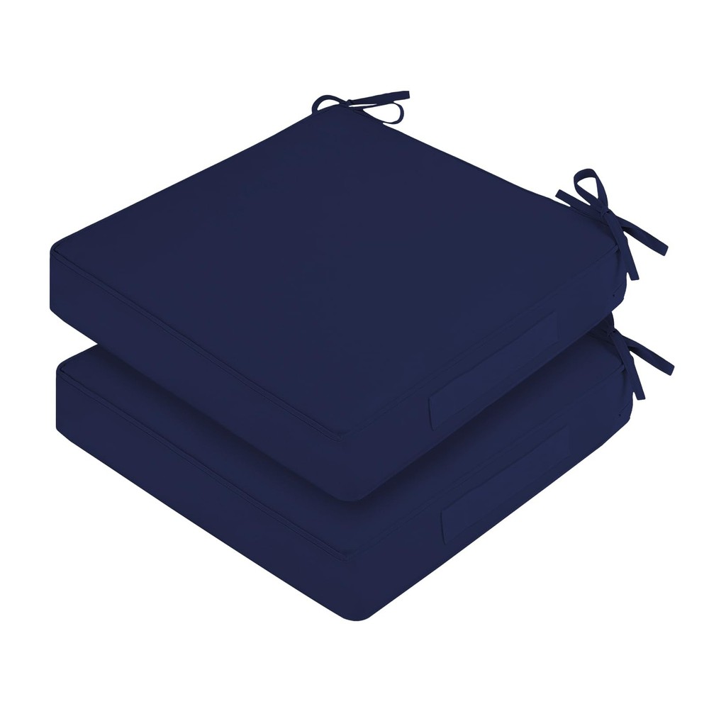 HOMELYSIAN Waterproof Outdoor Chair Cushions Set of 2, Square 19x19x3, Navy