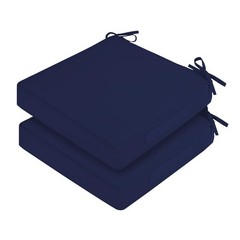 HOMELYSIAN Waterproof Outdoor Chair Cushions Set of 2, Square 19x19x3, Navy