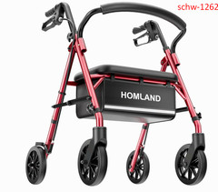 Walkers for Seniors with Seat, Portable Rollator, Red | 16 lb Lightweight,5-Leve