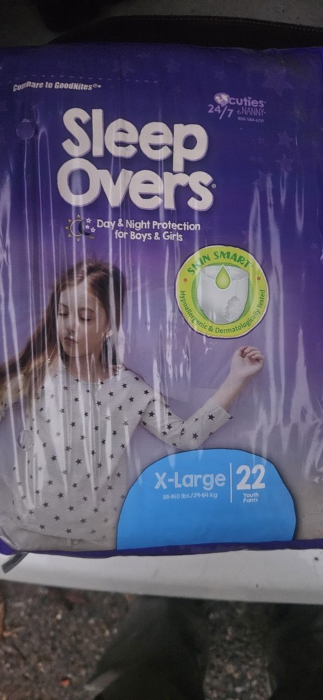66 Ct Cuties Sleep Overs Youth Underwear X-Large 85 to 140 lb Incontinence Pant