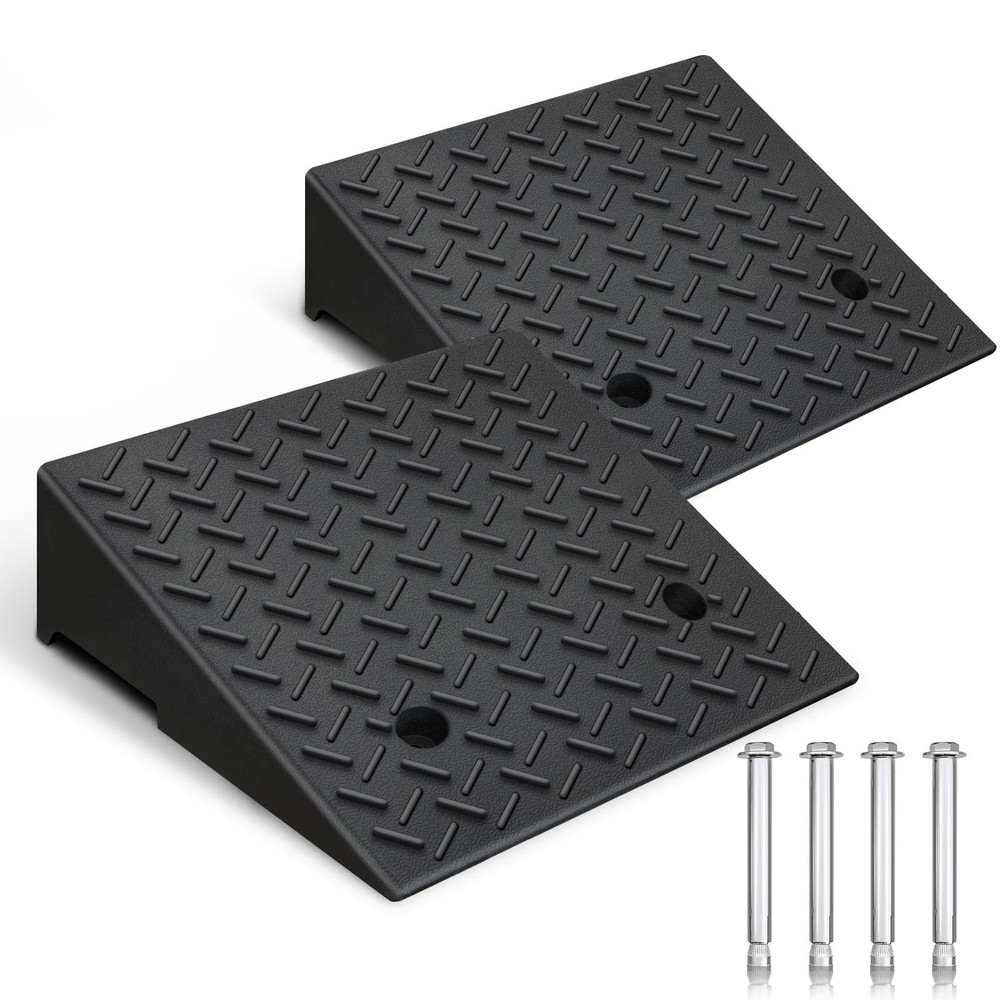 Rubber Curb Ramp,2 Pack,6″ Rise Height,11023Ibs, Capacity Driveway Ramps,18.9…