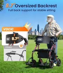 Walkers for Seniors Z59, 2 in 1 Walker Wheelchair Combo, 400 LBS Weight Capacity