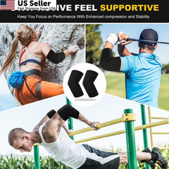 JUSDIQIR Elbow Compression Sleeves, Brace for Men Women, Large, Black