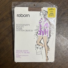 Med MATERNITY Panty Hose Cotton Crotch w Tummy Control Taupe 5′-5’6″ 120-140 lbs