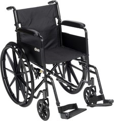 Drive Medical Silver Sport 1 Folding Transport Wheelchair – Black