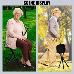 Hold 440 lbs Folding Canes with Seat Walking Stick Height Adjustment Cane Sea…