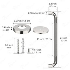 2 Pack 24 Inch Shower Grab Bar 24 Inch (Pack of 2) chrome with textured grip