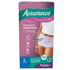 Assurance Women’s Incontinence, Postpartum Underwear, Large, Maximum, 54 Count