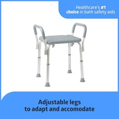 Medline Shower Chair with Arms & without Back Gray Aluminum 350 LB Capacity 1 Ct