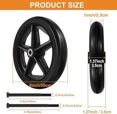 4Pcs 8 Inch Solid Replacement Wheels – Environmentally Friendly Rubber Materi…