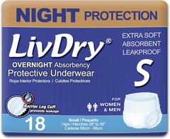 Adult S Incontinence Underwear, Overnight Comfort Absorbency, Leak Protec