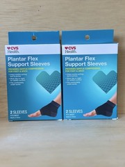 2-CVS Health Plantar Flex 4 Support Sleeves Sz Fits Most Compression Foot & Arch