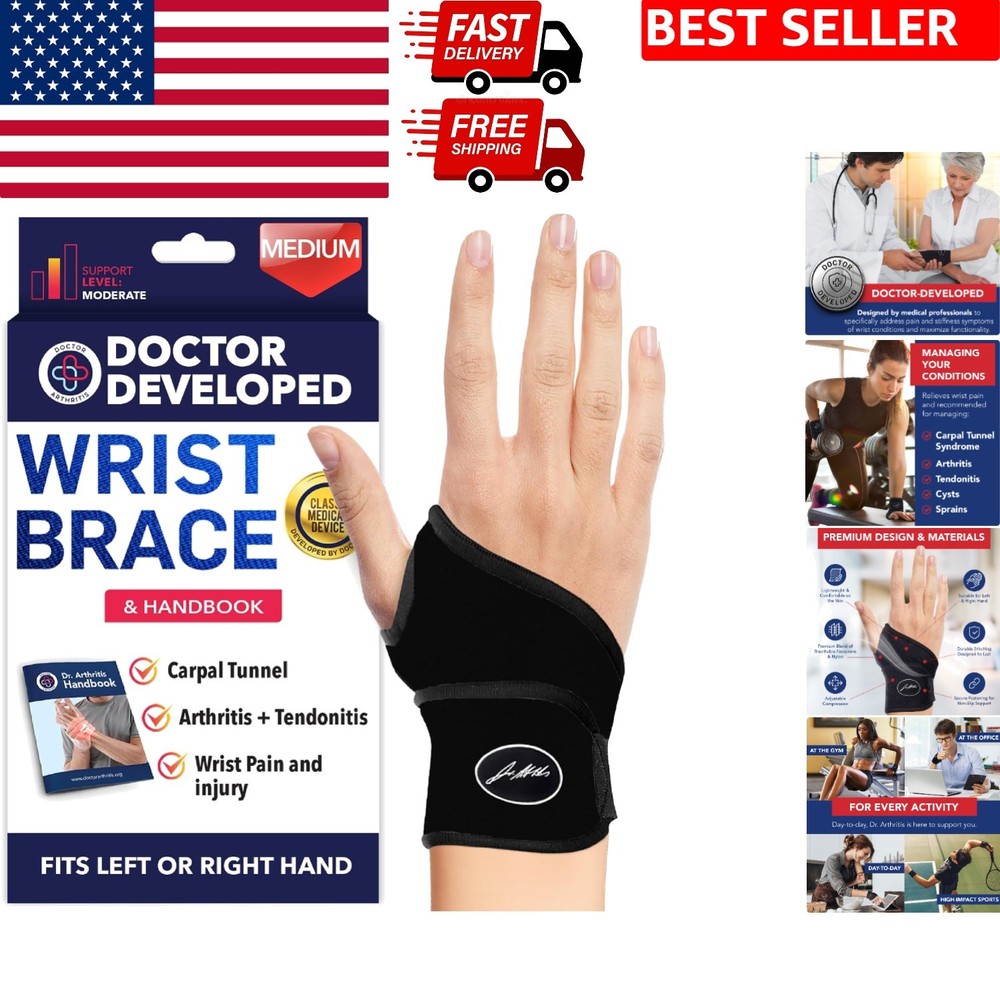 Doctor-Developed Adjustable Wrist Brace for Carpal Tunnel & Support