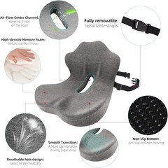 Seat Cushion Memory Foam L Shaped Ergonomic Lumbar Support Dark Gray GtuiBugt