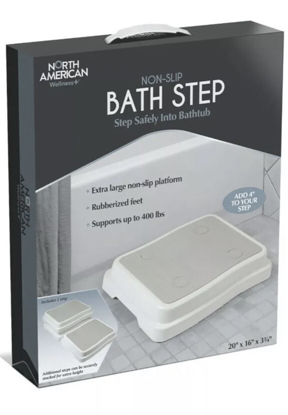 Slip Resistant 4″ Bath Step, Extra Large Stackable Platform for Bathtub Bathroom