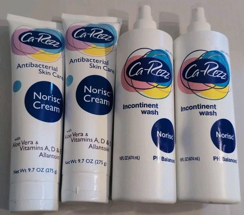 4ct Ca-Rezz Antibacterial Norisc Cream 9.7 oz AND 4ct Incontinent Wash 16 oz