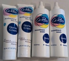 4ct Ca-Rezz Antibacterial Norisc Cream 9.7 oz AND 4ct Incontinent Wash 16 oz