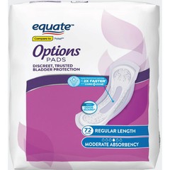 Equate Options Moderate Absorbency Regular Length Pads Value Pack, 72 count
