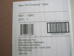 Drive Overbed Table Non-Tilt Top Walnut 28 to 45″ Height Range MODEL 13067