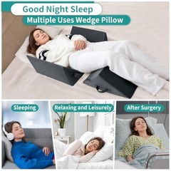 Positioning Wedge Pillow Set, 3-Piece Bed Wedge and Body Positioner for Grey