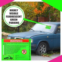 300-Pack No Parking Violation Stickers Fluorescent Green 5.5×7.5in Car Window