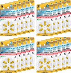 Size 10 Hearing Aid Batteries, 120 Count Long-Lasting Battery Pack, Yellow Lo…