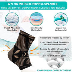 Ankle Brace for Women & Men, Ankle Compression Sleeve Support Copper Infused Ank