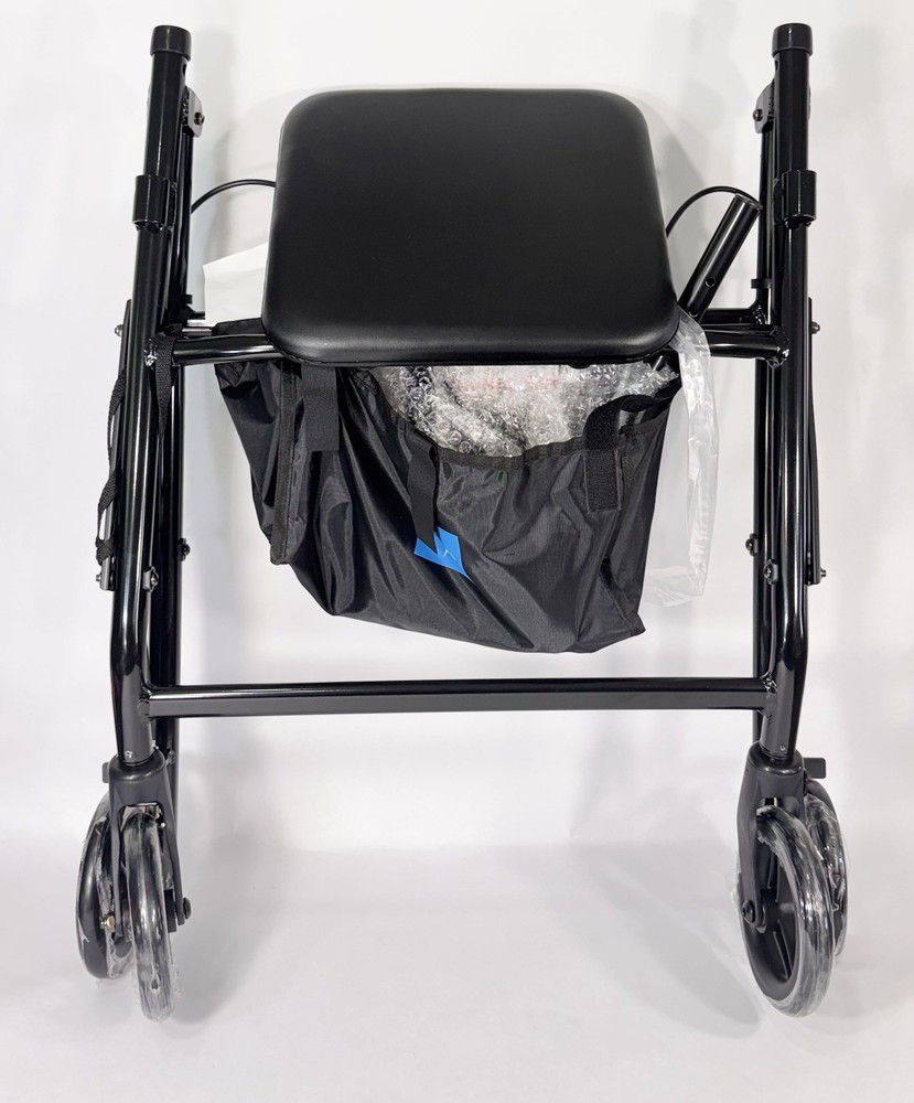Medline Basic Rollator Walker 4 Wheel Aluminum Folding Black MDS86830EBL