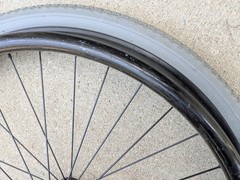 Out Front Shadow Spoke Wheelchair Wheel Pair 22″ 501mm Solid Tire Vinyl Handrim