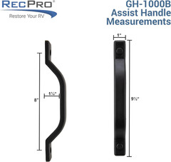 Recpro RV Grab Assist Handle | 9 1/2 Inches | Black or White | Exterior Assist H