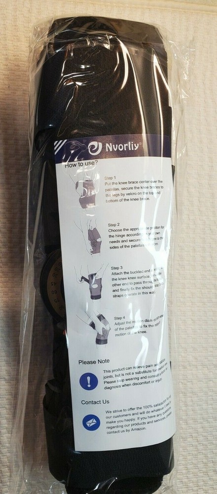 Nvorliy Hinged ROM Knee Brace Adjustable Knee Immobilizer Support for Arthritis