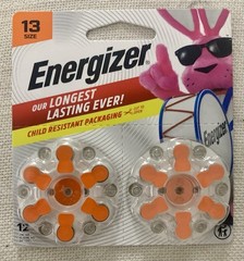 (Pack Of 24) Energizer Size 13 Hearing Aid Batteries. LONG LASTING!!