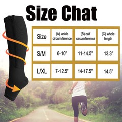 1/3x Zipper Open Toe Compression Socks 15-20mmHg Calf Leg Ankle Support Stocking