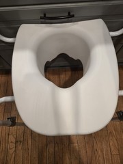 Adjustable Raised Toilet Seat With Handles. Open Box, Unused, See Description