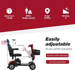 4 Wheels Mobility Scooter Electric Power Wheel Chair w/Adjustable Seat Handrail