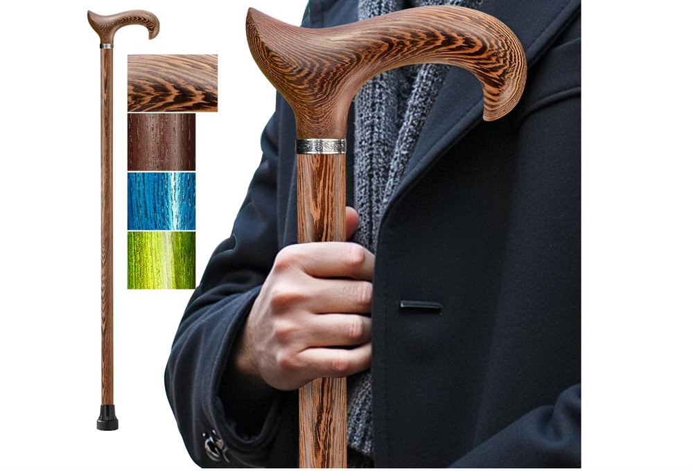 Walking Cane, Available in Multiple Inches Wooden Cane Support up to 500 Lbs, Su