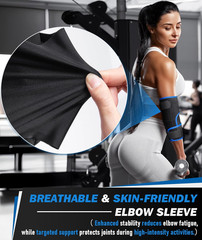Elbow Brace for Tennis Elbow & Tendonitis- Adjustable Compression Sleeve Strap f