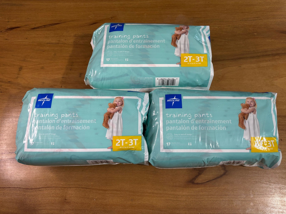 Medline disposable Training Pants Size 2T-3T 51 Count 38+ Lbs NEW Pull Up