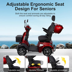 4-Wheel Mobility Scooter 500W for Adults & Seniors, 500LBS 12.4mph 25-37 Miles