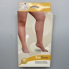SOLARIS EXO SHEER BELOW KNEE COMPRESSION STOCKINGS 15-20 mmHg BLACK MEDIUM