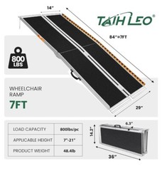 7FT Wheelchair Ramp, 84″ L x 29″ W Wheelchair Ramps, 800 LB Capacity Wheel Chair