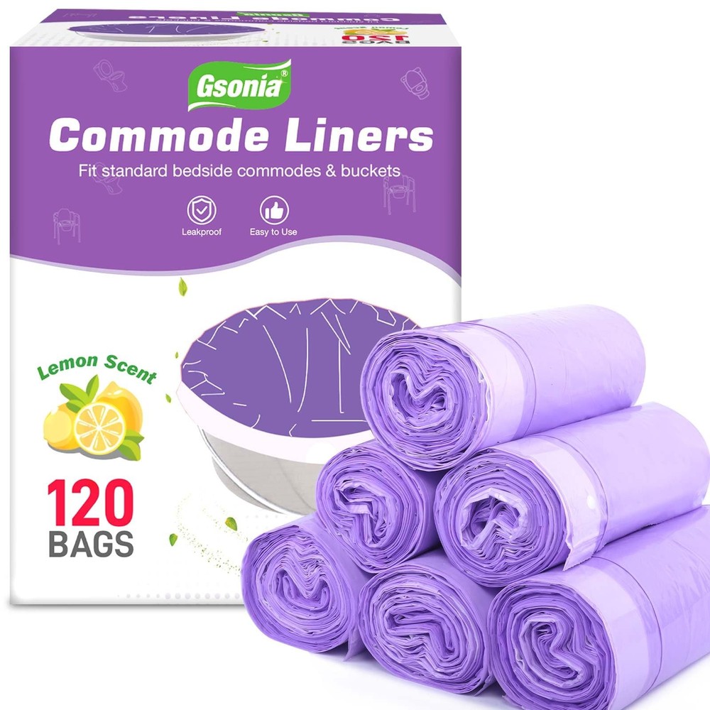 Commode Liners 120pcs Strong Portable Toilet Bags Leak Proof Lemon Scented To…
