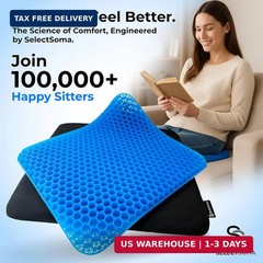 SelectSoma Double-Thick Gel Seat Cushion for Long Sitting Pressure Relief for Ba